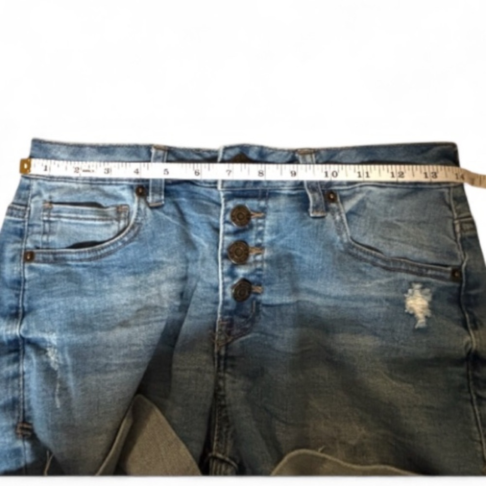 Vintage Mudd Size 7 Low Rise Denim Shorts Cuffed Hem Distressed SKU 24 - Picture 3 of 6